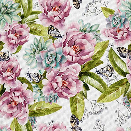 HEKO PANELS Stoff Oxford Wasserdichte Meterware Canvas-Stoff Polyester Stoff Zum Nähen Nähstoffe Möbelstoffe Dekostoffe Wasserabweisend Blickdicht Blumen Schmetterlinge 1 Meter 155 x 100 cm, (DX1679)