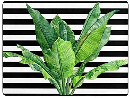 ASEELO 160x120 Cm Door Mat Green Palm Leaf Entrance Rug Dirt Trapper for Indoor and Outdoor Non-Slip Carpet Area Rug Barrier Mat