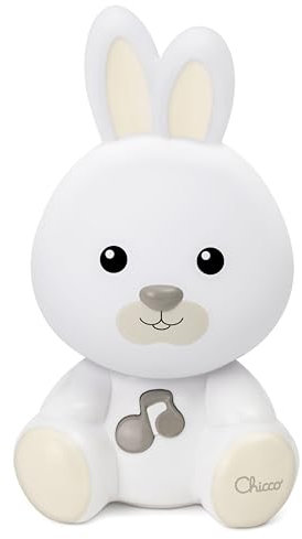 Chicco Luce Notte Coniglietto, Lampada Portatile a Forma di Coniglio con Musica Classica e Suoni Rilassanti, Due modalità Evolutive, Luce Notte e Luce Guida Portatile, 0 Mesi +