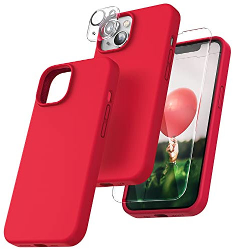 TOCOL Silicone for iPhone 14 Plus Case 6.7-Inch, Liquid Silicone Multi-Color Slim Silky-Soft Touch Anti-Scratch Shockproof Protective Phone Cover, Red