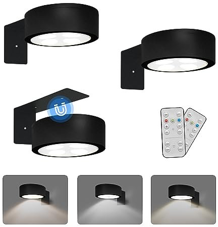 3-Pack Battery Operated Picture Light Magnetic Painting Light with 3 Lighting Modes,Remote and Dimmable Timer Art Display Light for Picture Artworking Frame Portrait,Wireless Wall Decor Puck Lights