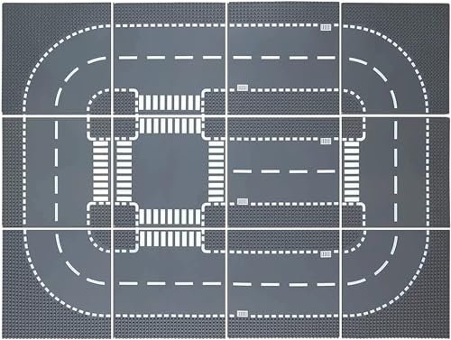 TINGLAND Road Base Plates for City Street Building Block, 12 Street Plates, 10x10 Road Baseplates