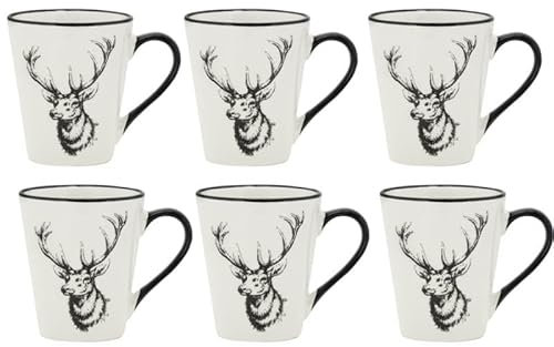 Vaisselle Cerf en porcelaine blanche et noire (lot de 6) Tasse