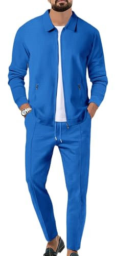 Veriliss Tracksuits Da Uomo 2 Pezzi Waffle Soft Hoodies Felpa Set Tuta Da Uomo Allenamento Top & Bottom Set Sport Jogging Suit Set