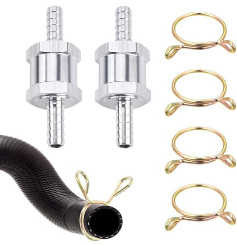 KSJEHW Válvula Retención Combustible, Aluminio Aleación Válvula Antirretorno, Válvula Antirretorno de Retorno de Combustible, con Clip de Resorte, para Gasolina Diesel Oil Carburador, 8mm, 2 Piezas