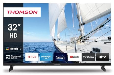 Thomson 32 Zoll (81 cm) Led HD Google TV, Wi-Fi, Dolby Audio, Bluetooth 5.1, Triple-Tuner (Kabel/Satellit/Antenne), HDMI, CI+, A+ Panel - 32HG2S14