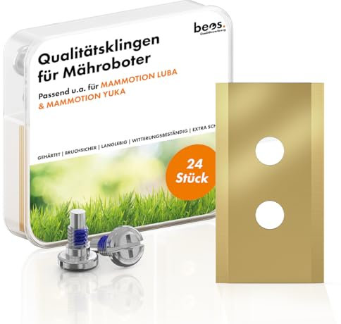 BEOS® 36 x Lames de Rechange Premium Titan + vis avec sécurité - Lames compatibles avec Mammotion LUBA, LUBA 2, YUKA, LUBA Mini & YUKA Mini, Conception améliorée de la vis pour Mammotion