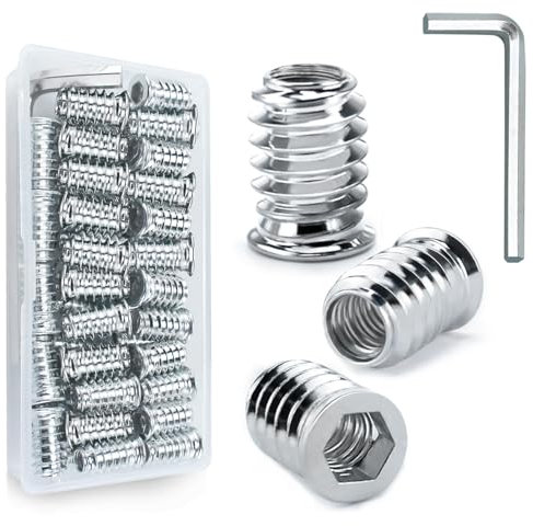 Insert Fileté Bois M8 x 20 Écrou Insert Bois Acier (51Pcs)