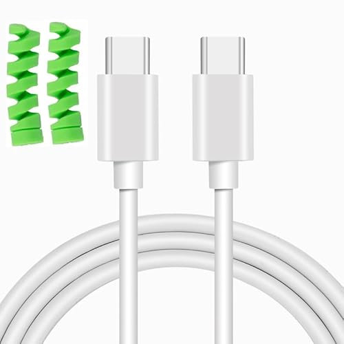 Aiivioll Cable USB-C a USB-C de 60 W, 20 V/3 A, cable de carga rápida USB C a USB C con funda verde, compatible con Huawei MateBook 13/14, MateBook X, MateBook E, Mate X2, Mate40E, etc. (2 m/blanco)