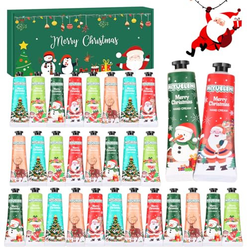 30 Stück Handcreme Weihnachten, Weihnachtsgeschenke für Frauen Männer, Handcreme Geschenkset für Sehr Trockene Rissige Hände Fuß - Kleine Geschenke für Kollegen, Mama, Freundin Geburtstagsgeschenk
