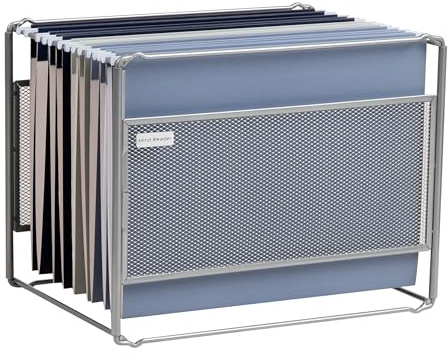 Mind Reader Hanging File Folder Organizer, Desktop Organizer, Storage, Office, Metal Mesh, Silver
