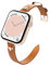 Astorgos Bracelet en Cuir Mince Compatible avec Apple Watch Series 9 8 7 6 5 4 3 2 1 SE SE2 38/40/41mm, Bracelet de Remplacement en Cuir Véritable pour Femmes, Marron/Or Rose