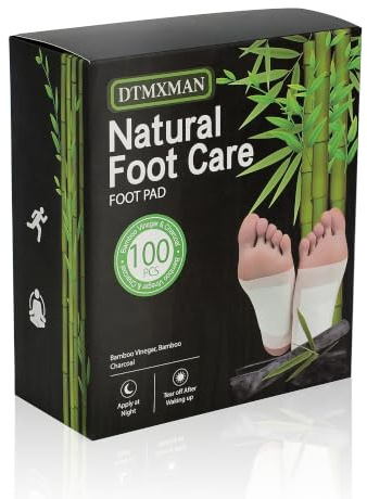 100 Packs Bamboo Foot Pads, Natural Cleansing, Promoting Sleeping, Suitable for Daily Relaxation Foot Paches, Included 100 Adhesive Sheets and 100 Foot Pads