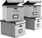 FINEW Stoff Faltbare Aufbewahrungsbox mit Deckel, Hängemappenbox für DIN A4 Hängeregister, Aufbewahrungsboxen für Büro, Faltbox für Familien (Grau) 4 pack