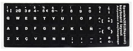 Italian English French Arabic Cangjie Wubi Chinese German Russian Korean Japanese Thai Spanish Hebrew Keyboard Sticker Alphabet Keyboard Layout Sticker For Laptop Desktop Computer (Spanish)