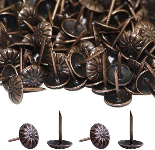 500 Pièces Clous de Tapissier, BetterJonny Robuste 17X11 MM Bronze Clous Tapissier Décoratifs Clou Rétro DIY Clous d'Ameublement pour Meubles Canapés Fauteuils Lits Chaises Vintage Decoratif, Rouge