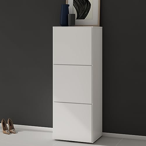 doporro Schuhschrank Schuhregal Schmal Schuhkommode 45 cm Schuhschrank in weiß matt Holz Aufbewahrung für Schuhe mit 6 Fächern Schuhschrank02