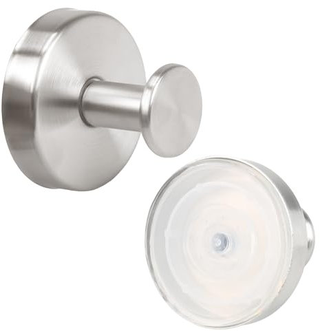 VirtuGro 2 Pièces Crochet Ventouse Puissante 5KG Accroche Serviette Salle de Bain Porte Serviette Sans Percage Réutilisable en Acier Inox Brossé pour Cuisine Toilettes Carrelage(Argent)