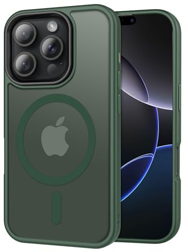 CACOE Magnetisch Hülle für iPhone 16 Pro 6.3 Zoll, kompatibel mit MagSafe, Durchscheinende Matt Handyhülle Stoßfest Kratzfest Schutzhülle Cover