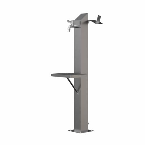 Four & More Wasserzapfsäule Modell LEILANI Wassersäule für den Garten mit Außenwasserhahn Wasserhahn mit Ablage und Anschluss für Garten, Terasse oder den Pool-Bereich