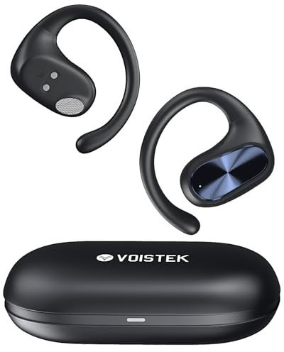 Voistek Cuffie Bluetooth Sportive Auricolari Aperti Bluetooth 5.3 con Microfono, 45 Ore di Autonomia, Suono Stereo, Protezione IP55 - Ideali per Running, Palestra e Attività Sportive
