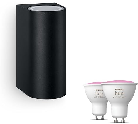 Philips Hue Nightingale Wandleuchte Außen Up & Down (Schwarz) | Außenleuchte - GU10 - Weiß/Farbe - Hue White and Color Ambiance