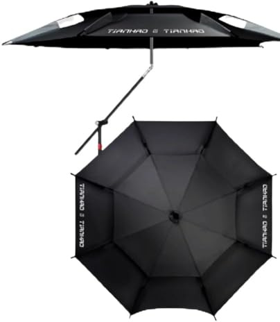 RTVGNSZSJL Parasol De Plage Anti-UV 200cm/240cm Parapluie De Pêche Inclinable avec Ancre De Sable, Imperméable Coupe-Vent, Parasol D'extérieur Portable avec Sac De Transport(Black,240cm/8ft)