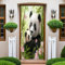 Autocollant Porte 77x200 cm Panda animal et bambou vert 3D Art Stickers de Porte PVC Imperméable Trompe L'Œil Papier Peint Murale pour Salon Cuisine Chambre Salle de Bain Decoration