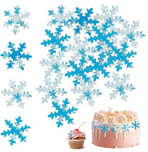 Essbare Schneeflocken-Tortendekoration, 50 Stück, Frozen-Stil, Hochwertige Verzierung Für Weihnachten, Geburtstage Und Festliche Anlässe