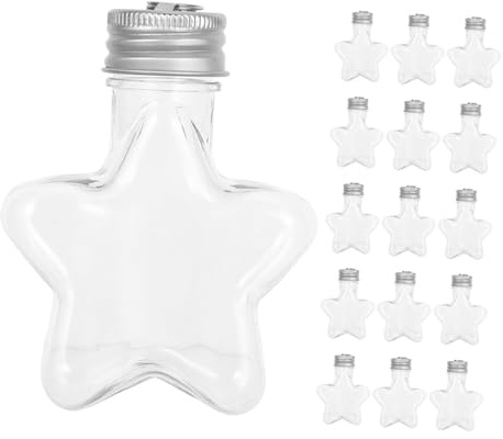 Gatuida 16stücke Teiliges Stern-Flaschen Aus Klarem Kunststoff Mit Luftdichtem Deckel Und Silbernem Aufhängehaken Zur Wiederbefüllbaren Weihnachtsbaum-deko Als Candy Organizer Und Partyzub