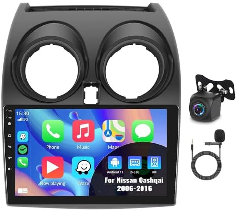 Android 14 Autoradio para Nissan Qashqai J10 2007-2016 Unidad Principal Radio 2 DIN con Carplay Android Pantalla táctil IPS de 9 Pulgadas con Bluetooth FM/RDS cámara de Marcha atrás Mirror Link 2+32G
