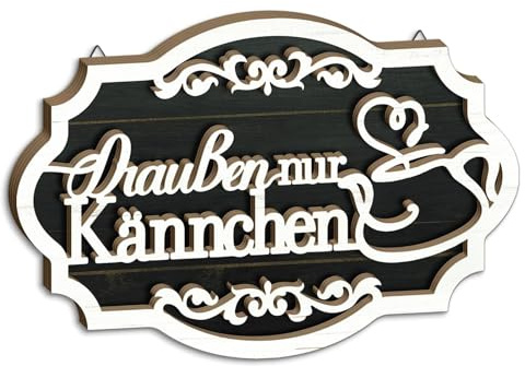 Putuo Decor Holz Wanddeko Kaffee Schild Draußen nur Kännchen Dekoration Küche Essbereich Innen