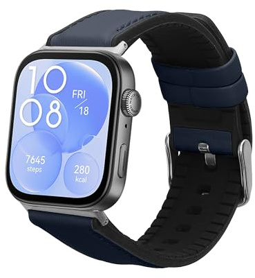 kwmobile Leder Uhrenarmband für Huawei Watch Fit 3 / Fit 4 Armband - Ersatzarmband für Fitnesstracker mit Uhrenverschluss - Wechselarmband Smartwatch