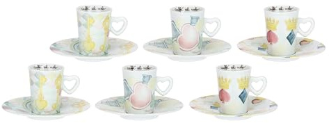 THUN Set 6 Tazzine Espresso con Piattini in Porcellana, Collezione Incanto di Primavera, 7,5x6 cm