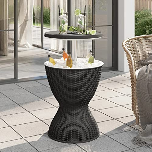 Nqyjm Mesa Nevera 3 en 1 Polipropileno Negro Mesa de Jardín para Terraza Requiere Montaje Negro