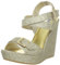 Not Rated Damen-Sandale mit Keilabsatz, gold, 37 EU