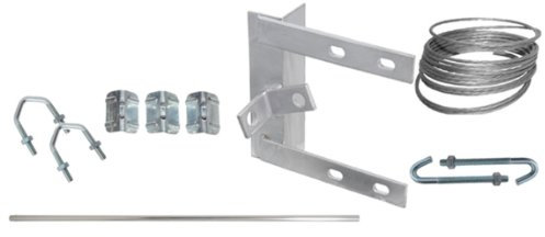 6” Chimney Lashing Bracket & Pole Mast Kit - TV Aerial/Satellite Roof Mounting - Loops