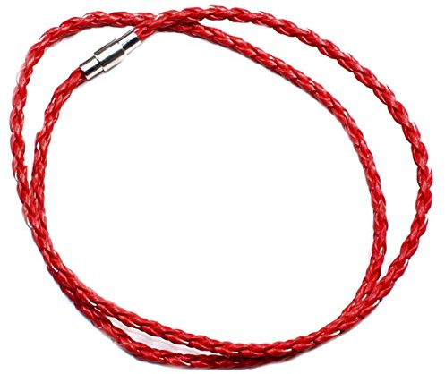 Budawi® Halsband Leder rot geflochten Lederband Halskette 50 cm mit Verschluss