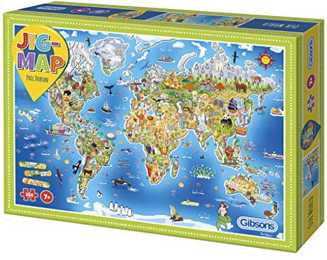 Our World Jigmap | 250 Piece Children’s Jigsaw | World Map Animal Puzzle | Premium 100% Recycled Board | Bright, Colourful Puzzle for Boys & Girls | Great Gift for Older Kids | Gibsons Games