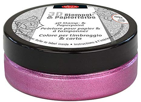 Viva Decor®️ 3D Stempel- & Papier-Farbe (Rosa-Metallic, 50ml) Stempelfarbe für Papier, Karton, Stempelkissen - Bastelfarbe für Hochzeit, Scrapbook, Kinder UVM.