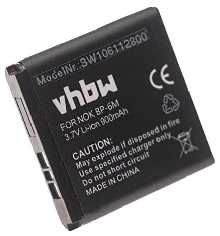 vhbw Akku kompatibel mit Nokia 9300 Smartphone, N93, N73 Handy Smartphone Telefon (900 mAh, 3,7 V, Li-Ion)