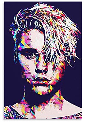 haocaitou Ju-sti-nS Bi-eb-er Geometrische Artsi Poster Dekorative Malerei Leinwand Wandkunst Wohnzimmer Poster Schlafzimmer Gemälde 30 × 45 cm