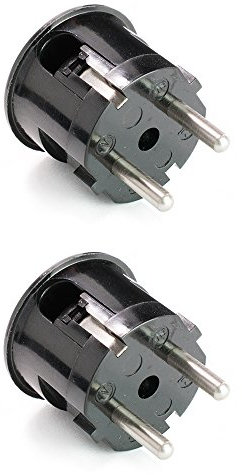 2 Stück | Schuko-Stecker aus Duroplast (Bakelit-Optik), Winkelstecker, schwarz