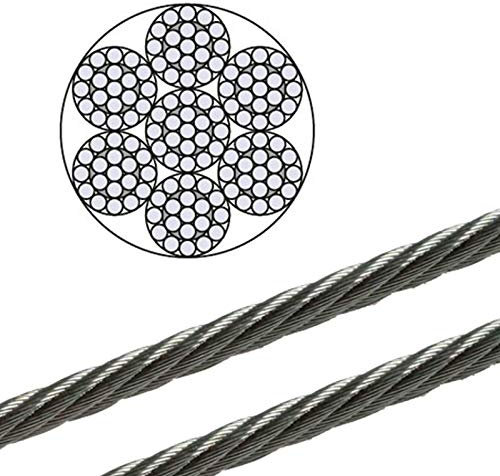 10 Meter - 3,0mm Edelstahldrahtseil 7x19 V4A Inox rostfrei Drahtseil Stahlseil Geländerseil
