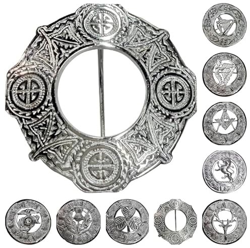 AAR Schottisches Broschen-Design, verchromte Anstecknadel, kariert, Highland Klit, Größe 7,6 cm