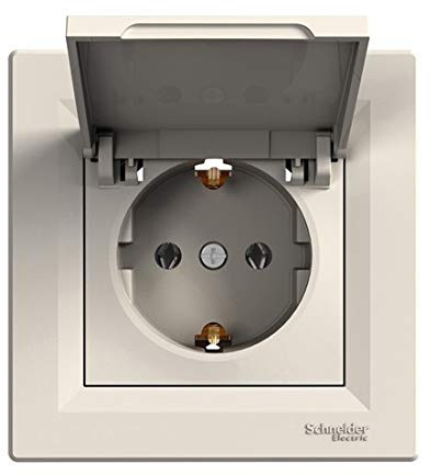 Schneider Asfora Steckdose mit Deckel creme