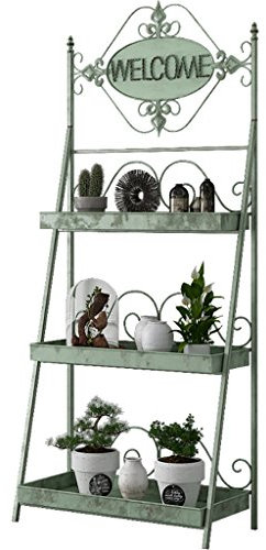 Mehrschichtiges Blumenregal 3 Tiers Flower Stand - Metall Pflanzen Stände - Indoor/Outdoor/Garten/Balkon/Wohnzimmer Leiter Pflanze Blumentopf Regal Regale-Vintage Multi-Layer Stehregal Bonsai