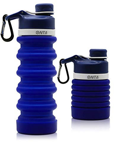ONTA Botella De Agua Plegable - Botella De Agua Plegable De Silicona Libre De BPA para Viajes, Aprobada por La FDA, Botella De Agua Portátil De Silicona De Grado De Fugas para Viajes