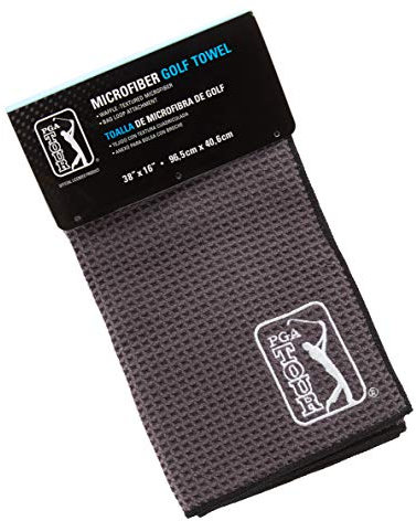 PGA Tour - Golf Towel, Premium Microfibre Towel, Bag-loop, 38” x 16”, Golf Accessories, Asphalt, OS