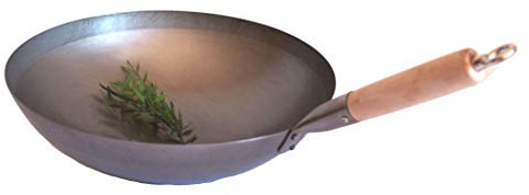 AAF Nommel®, Wok Pfanne runder Boden Ø 41 cm, für Gas, mit Holzgriff auch zum Aufhängen